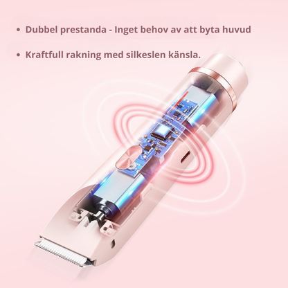 2-i-1 Elektrisk Lady Shaver – Dubbelhuvud, skonsam & vattentät