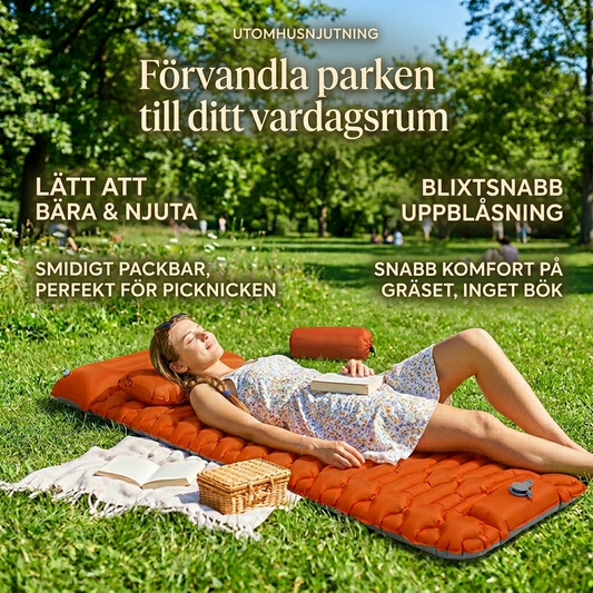 Bekväm luftmadrass för strand, park & sommarens alla utflykter